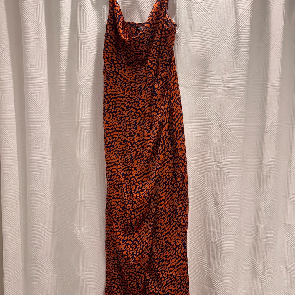 Orange Leopard Print Maxi Dress (US 8, Nasty Gal)